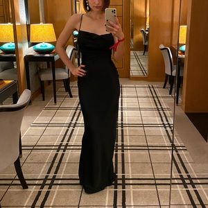 RASARIO Open Back Black Evening Gown Maxi Dress